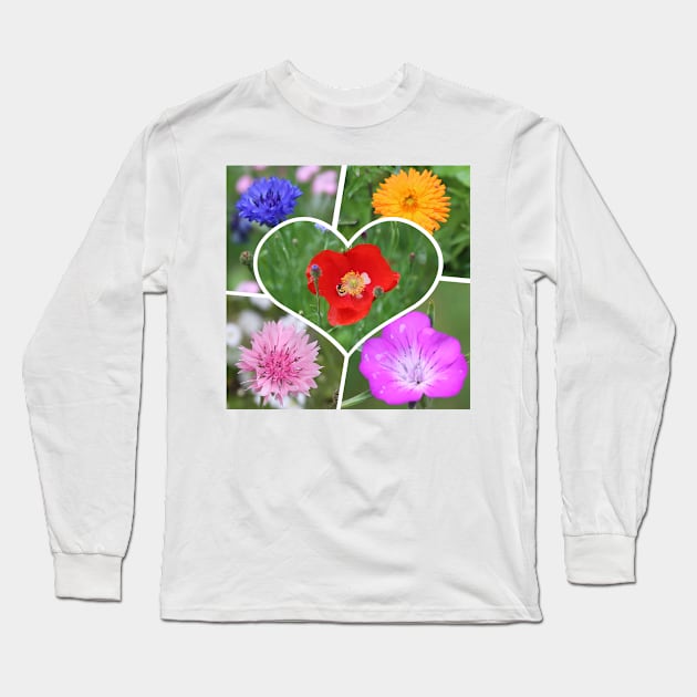 My Heart is Filled with Flowers Photo Collage Long Sleeve T-Shirt by Christine aka stine1